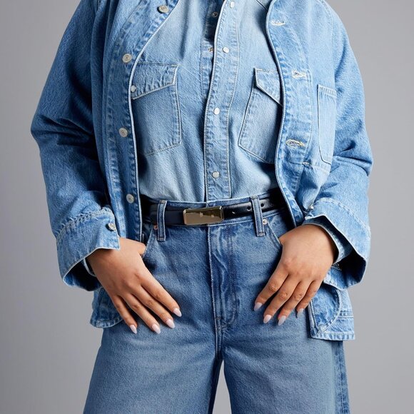 Women’s Baggy Barrel Jeans Wide Leg Cotton Mid Rise Zipper Button - Picture 4 of 6